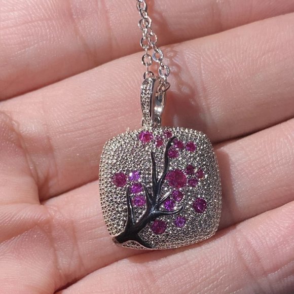 Cherry blossom set with earrings, pendant, and ring. Only size 8 available. - Picture 3 of 4